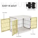 26" Wooden Dog Cage Dog Crate Furniture, Indoor Dog Kennel, Dog Cage End Table with 2 Lockable Doors Entrance and Top Shelf, White - Image 6