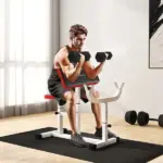 265 LBS Preacher Curl Bench for Strength Training, Adjustable Seated Arm Isolated Barbell Dumbbell Bicep Station, White - Image 2
