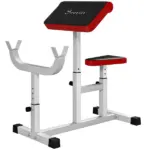 265 LBS Preacher Curl Bench for Strength Training, Adjustable Seated Arm Isolated Barbell Dumbbell Bicep Station, White
