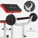 265 LBS Preacher Curl Bench for Strength Training, Adjustable Seated Arm Isolated Barbell Dumbbell Bicep Station, White - Image 6