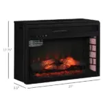 HOMCOM 27" Electric Fireplace Insert, Retro Recessed Fireplace Heater with Realistic Log Flame, Remote Control, and Adjustable Brightness, 1400W - Image 3