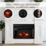 HOMCOM 27" Electric Fireplace Insert, Retro Recessed Fireplace Heater with Realistic Log Flame, Remote Control, and Adjustable Brightness, 1400W - Image 5