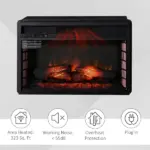 HOMCOM 27" Electric Fireplace Insert, Retro Recessed Fireplace Heater with Realistic Log Flame, Remote Control, and Adjustable Brightness, 1400W - Image 6