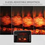 HOMCOM 27" Electric Fireplace Insert, Retro Recessed Fireplace Heater with Realistic Log Flame, Remote Control, and Adjustable Brightness, 1400W - Image 7