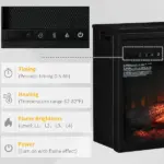 HOMCOM 27" Electric Fireplace Insert, Retro Recessed Fireplace Heater with Realistic Log Flame, Remote Control, and Adjustable Brightness, 1400W - Image 8