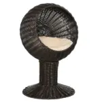 27 Elevated Cat Bed Rotatable Egg Chair Pod Thick Cushion Natural Mat Grass Woven Coffee - Image 11