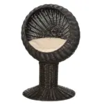27 Elevated Cat Bed Rotatable Egg Chair Pod Thick Cushion Natural Mat Grass Woven Coffee