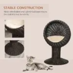 27 Elevated Cat Bed Rotatable Egg Chair Pod Thick Cushion Natural Mat Grass Woven Coffee - Image 4