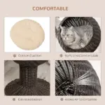 27 Elevated Cat Bed Rotatable Egg Chair Pod Thick Cushion Natural Mat Grass Woven Coffee - Image 5