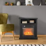 HOMCOM 27 Inch Freestanding Electric Fireplace with Mantel, 1400W Replaceable Fireplace Insert Heater with Timer, Black - Image 2