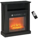 HOMCOM 27 Inch Freestanding Electric Fireplace with Mantel, 1400W Replaceable Fireplace Insert Heater with Timer, Black - Image 11