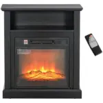 HOMCOM 27 Inch Freestanding Electric Fireplace with Mantel, 1400W Replaceable Fireplace Insert Heater with Timer, Black