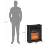 HOMCOM 27 Inch Freestanding Electric Fireplace with Mantel, 1400W Replaceable Fireplace Insert Heater with Timer, Black - Image 3