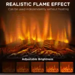 HOMCOM 27 Inch Freestanding Electric Fireplace with Mantel, 1400W Replaceable Fireplace Insert Heater with Timer, Black - Image 4
