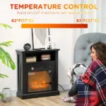 HOMCOM 27 Inch Freestanding Electric Fireplace with Mantel, 1400W Replaceable Fireplace Insert Heater with Timer, Black - Image 6