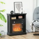 HOMCOM 27 Inch Freestanding Electric Fireplace with Mantel, 1400W Replaceable Fireplace Insert Heater with Timer, Black - Image 10