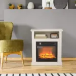 HOMCOM 27" Freestanding Electric Fireplace with Mantel, 1400W Replaceable Fireplace Insert Heater with Timer, White - Image 2