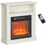 HOMCOM 27" Freestanding Electric Fireplace with Mantel, 1400W Replaceable Fireplace Insert Heater with Timer, White - Image 11