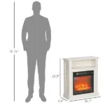 HOMCOM 27" Freestanding Electric Fireplace with Mantel, 1400W Replaceable Fireplace Insert Heater with Timer, White - Image 3