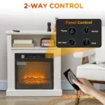 HOMCOM 27" Freestanding Electric Fireplace with Mantel, 1400W Replaceable Fireplace Insert Heater with Timer, White - Image 5