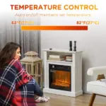 HOMCOM 27" Freestanding Electric Fireplace with Mantel, 1400W Replaceable Fireplace Insert Heater with Timer, White - Image 6