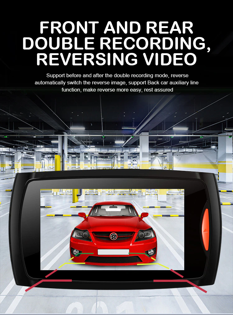 2.7 Inch 1080P Dual Dash Cam with Front Rear Cameras Night Vision and G Sensor