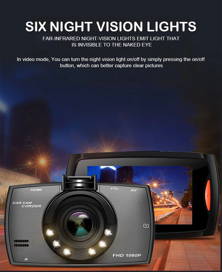 2.7 Inch 1080P Dual Dash Cam with Front Rear Cameras Night Vision and G Sensor