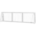 PawHut 28"-75" Freestanding Wooden Pet Gate with Support Feet and Non-Slip Mats for Indoor, Stairway, Doorway, White