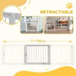PawHut 28"-75" Freestanding Wooden Pet Gate with Support Feet and Non-Slip Mats for Indoor, Stairway, Doorway, White - Image 5
