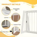 PawHut 28"-75" Freestanding Wooden Pet Gate with Support Feet and Non-Slip Mats for Indoor, Stairway, Doorway, White - Image 7