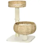 PawHut 28" Elevated Cat Bed with Sisal Scratching Post for Indoor Kitties, Modern Cat Tree with Cute Basket Design, Small Cat Tree with Fun Ball Toy - Image 11