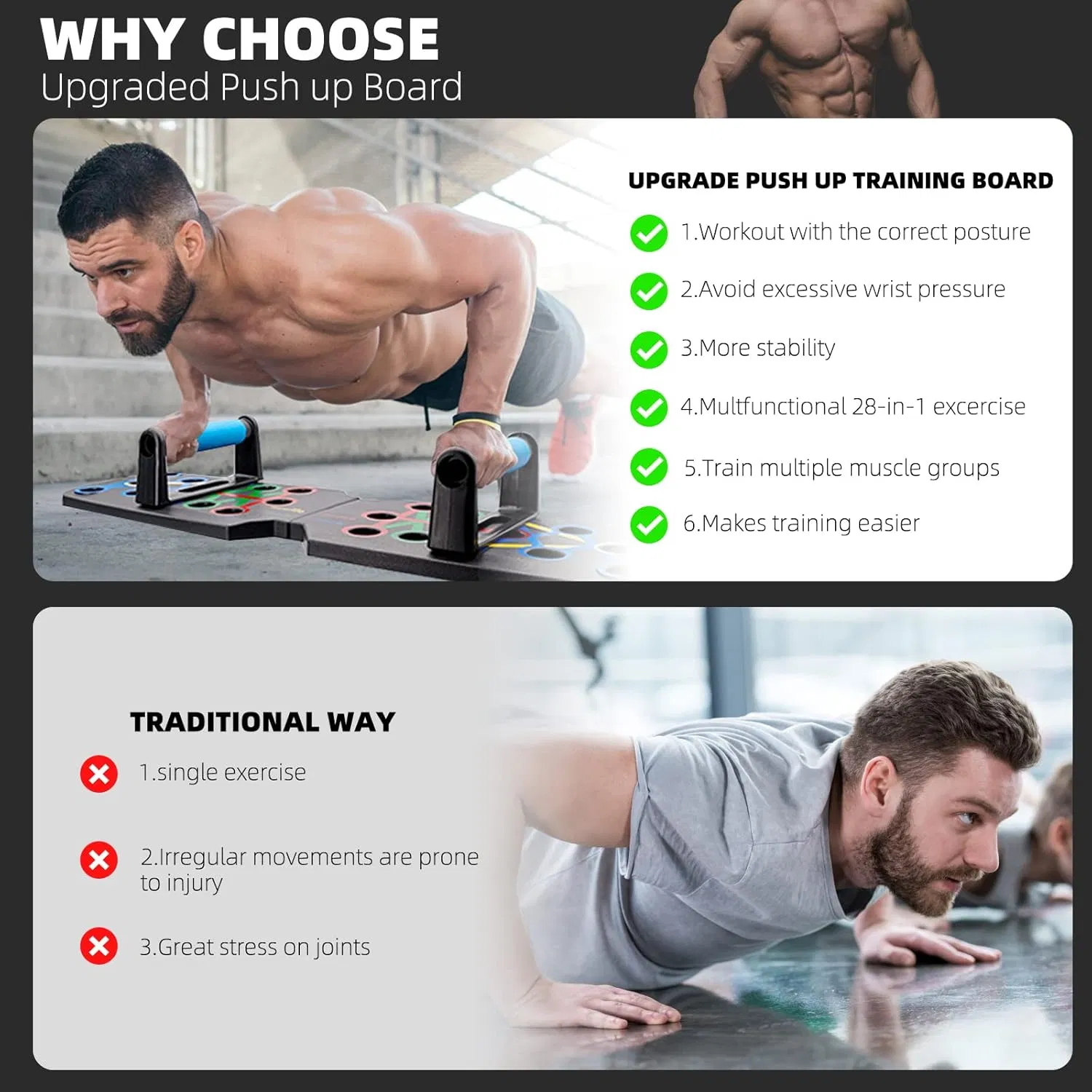 28 in 1 Push Up Board System with Handles for Home Workout