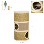28" Multi-Level Cat Condo with Sisal Scratching Pad 3 Story Hideaway for Cats Brown - Image 3