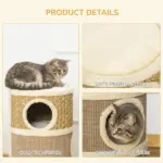 28" Multi-Level Cat Condo with Sisal Scratching Pad 3 Story Hideaway for Cats Brown - Image 5