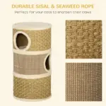 28" Multi-Level Cat Condo with Sisal Scratching Pad 3 Story Hideaway for Cats Brown - Image 6