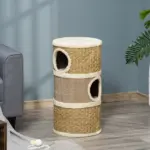 28" Multi-Level Cat Condo with Sisal Scratching Pad 3 Story Hideaway for Cats Brown - Image 10