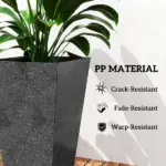 Outsunny 28" Tall Planters, Set of 3 Plastic Flower Pots with Marble Finish and Drainage Holes, Stackable Taper Planters, Black - Image 6