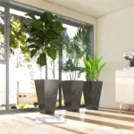 Outsunny 28" Tall Planters, Set of 3 Plastic Flower Pots with Marble Finish and Drainage Holes, Stackable Taper Planters, Black - Image 9