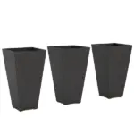 Outsunny 28 Inch Tall Planters, Set of 3 Plastic Flower Pots with Marble Finish and Drainage Holes, Stackable Taper Planters, Brown