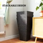 Outsunny 28 Inch Tall Planters, Set of 3 Plastic Flower Pots with Marble Finish and Drainage Holes, Stackable Taper Planters, Brown - Image 8