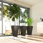 Outsunny 28 Inch Tall Planters, Set of 3 Plastic Flower Pots with Marble Finish and Drainage Holes, Stackable Taper Planters, Brown - Image 9