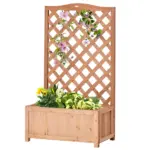 Outsunny 28 Inch x 11 Inch x 46 Inch Raised Garden Bed, Wooden Planter Box with Trellis, Brown - Image 11