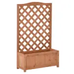 Outsunny 28 Inch x 11 Inch x 46 Inch Raised Garden Bed, Wooden Planter Box with Trellis, Brown
