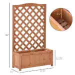 Outsunny 28 Inch x 11 Inch x 46 Inch Raised Garden Bed, Wooden Planter Box with Trellis, Brown - Image 3