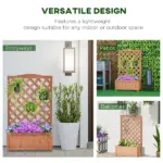 Outsunny 28 Inch x 11 Inch x 46 Inch Raised Garden Bed, Wooden Planter Box with Trellis, Brown - Image 4