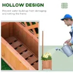 Outsunny 28 Inch x 11 Inch x 46 Inch Raised Garden Bed, Wooden Planter Box with Trellis, Brown - Image 6