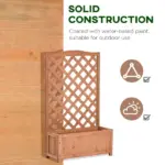 Outsunny 28 Inch x 11 Inch x 46 Inch Raised Garden Bed, Wooden Planter Box with Trellis, Brown - Image 7
