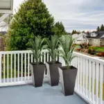 Outsunny 28 Inch Tall Plastic Planters Set of 3 Square Flower Pots Brown - Image 11