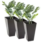 Outsunny 28 Inch Tall Plastic Planters Set of 3 Square Flower Pots Brown - Image 12