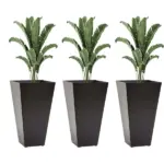 Outsunny 28 Inch Tall Plastic Planters Set of 3 Square Flower Pots Brown